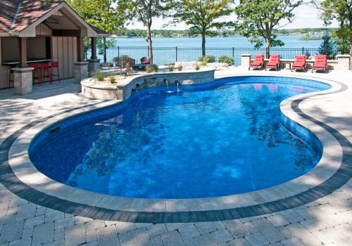 Mountain Lake II Freeform Vinyl Liner customer pool